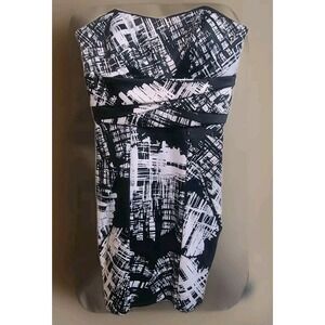 Max & Cleo Black and White Strapless Mini Dress